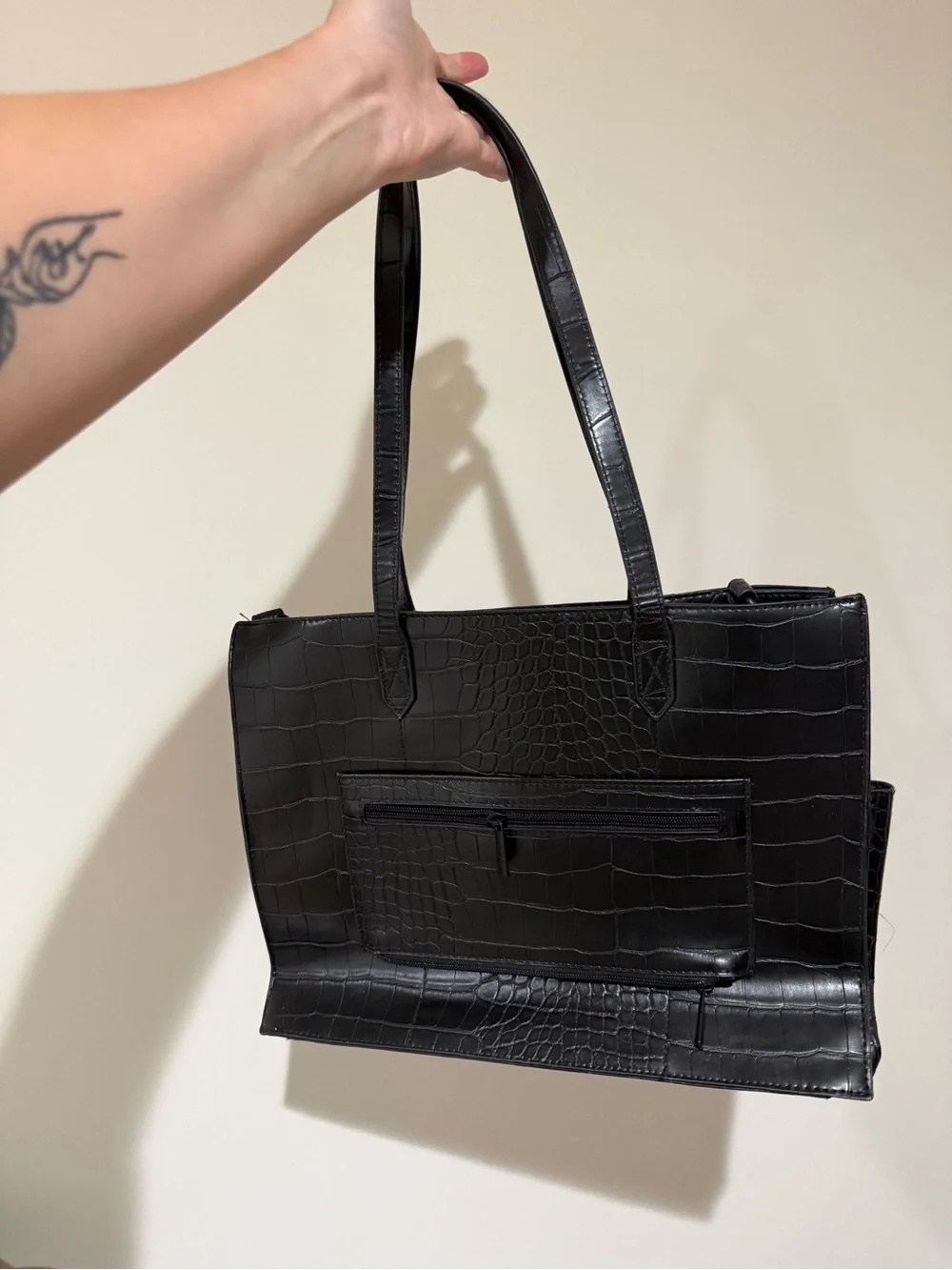 Beis The Work Tote in Black Croc
